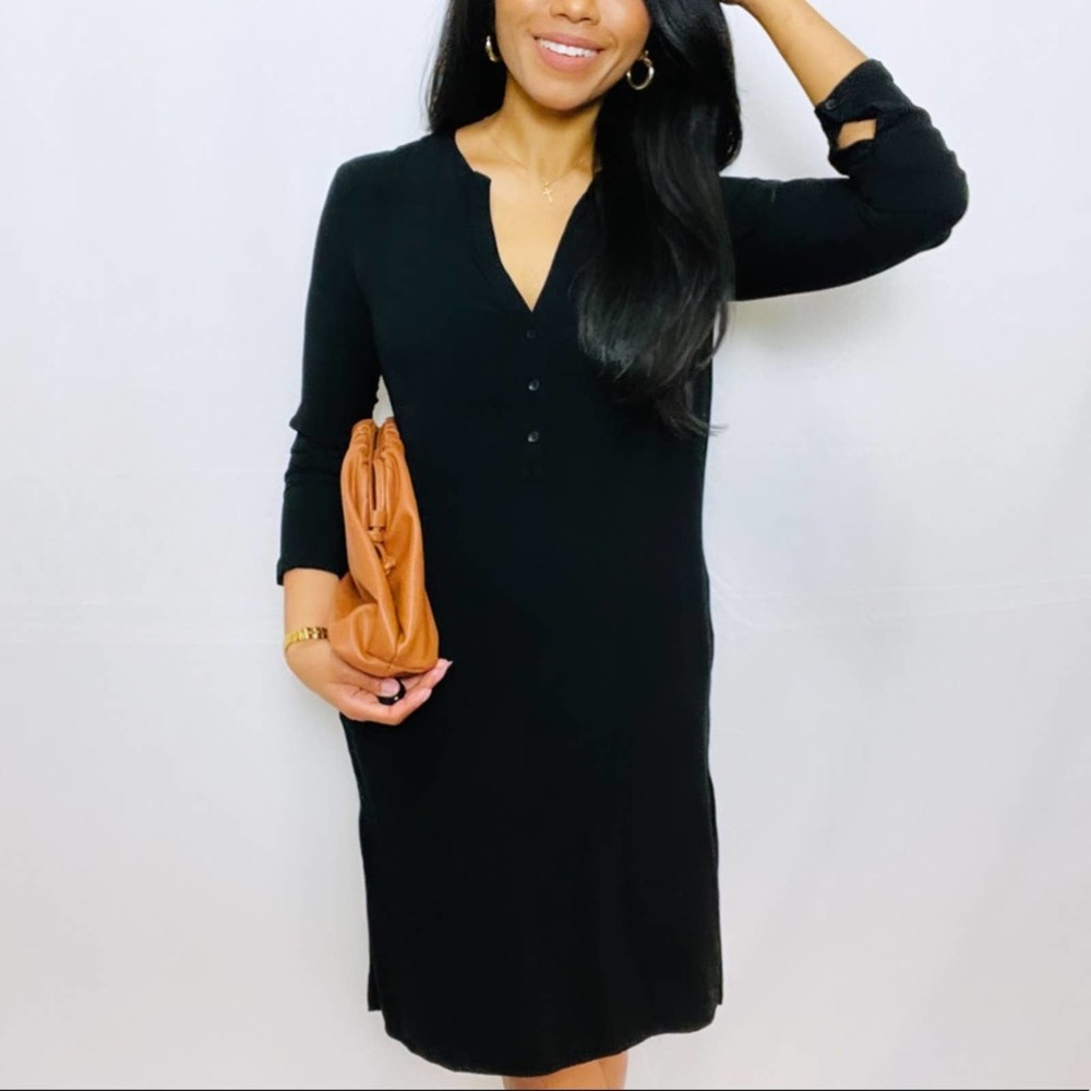 Anine Bing | Black Button Down Casual Chic Shirt Dress